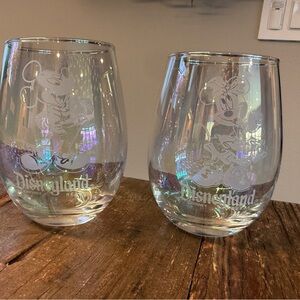 Mickey & Minnie Crystal Stemless Wine Glass Set